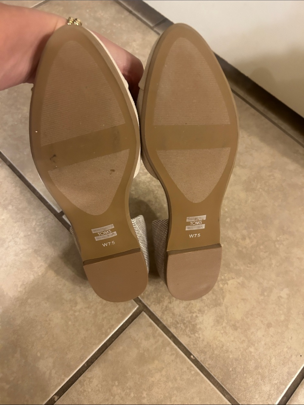 NWOT TOMS suede Flats in Beige with plaid - Picture 5 of 5